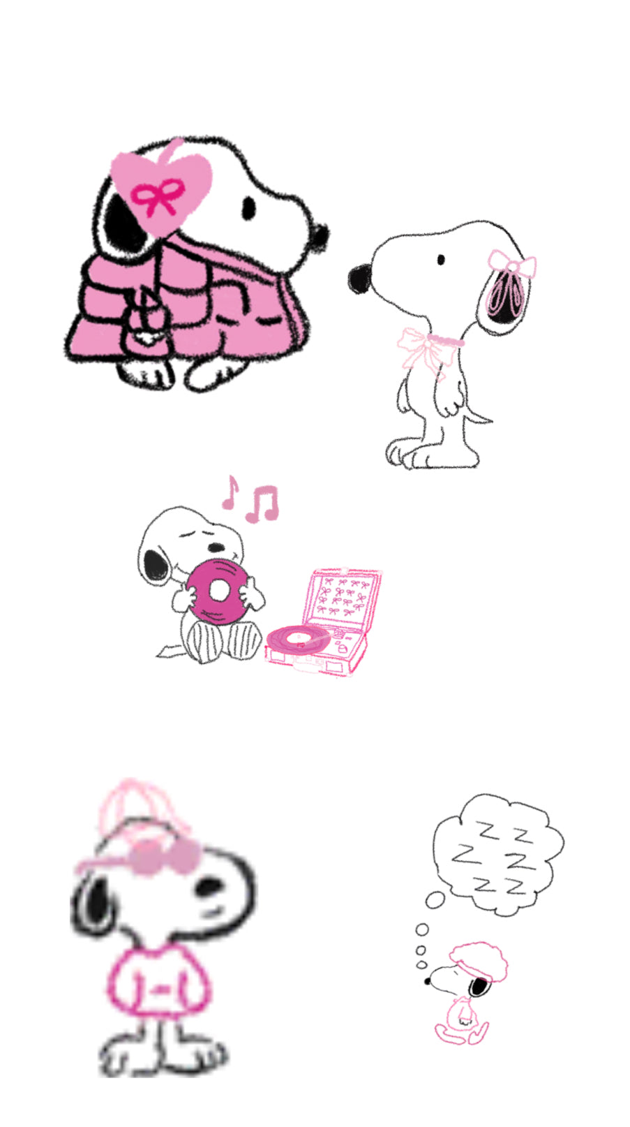 Pink Dream Snoopy Sticker Set